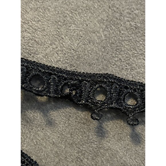 Black Daisy Leaf Cloth Choker Drop Black Necklace W/adjustable Clasp Silver - Picture 6 of 6